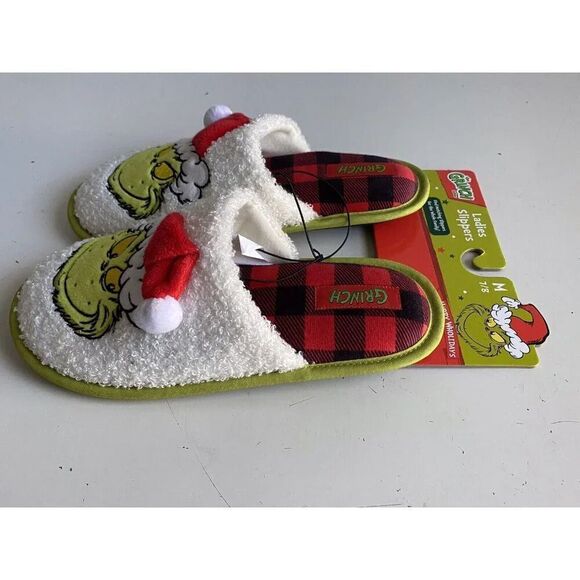 Dr. Seuss How The Grinch Stole Christmas Holiday Slippers Women’s Sz M 7/8 NEW - Picture 11 of 15